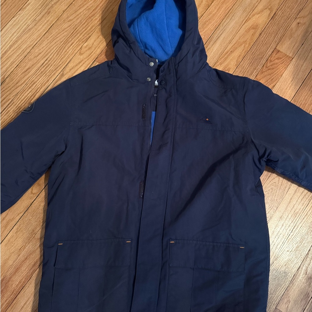 Quiksilver Men's Navy with Bright Blue Lined Hood Raincoat